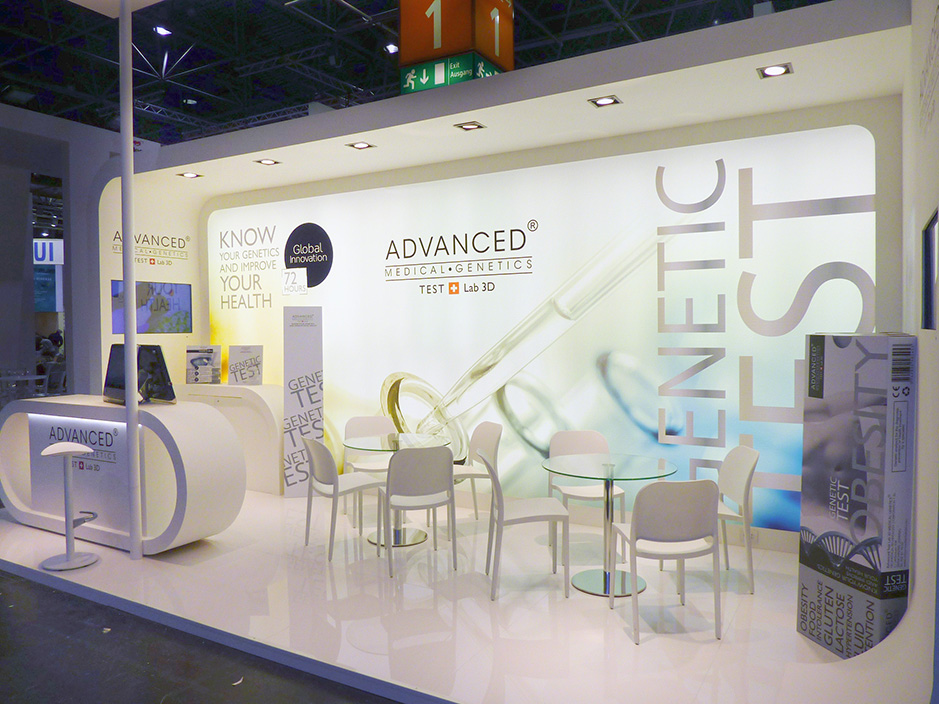 DESIGN AND CONSTRUCTION of a BOOTH for ADVANCED MEDICAL GENETICS  MEDICA DUSSELDORF ALEMANIA